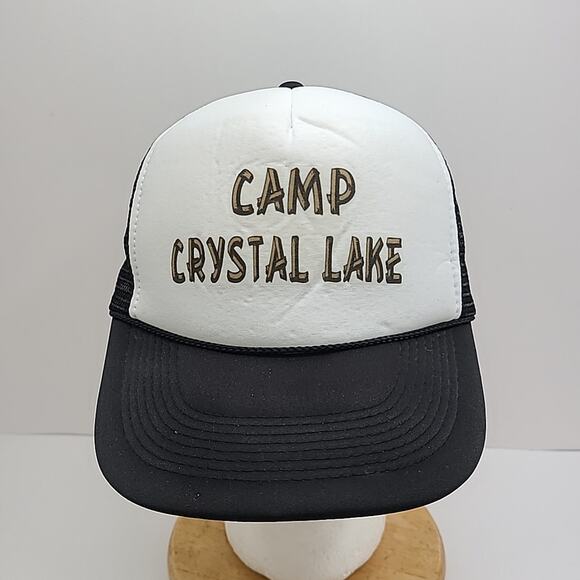 Friday The 13th Camp Crystal Lake Trucker Snapback Hat Black White Halloween - Picture 1 of 6